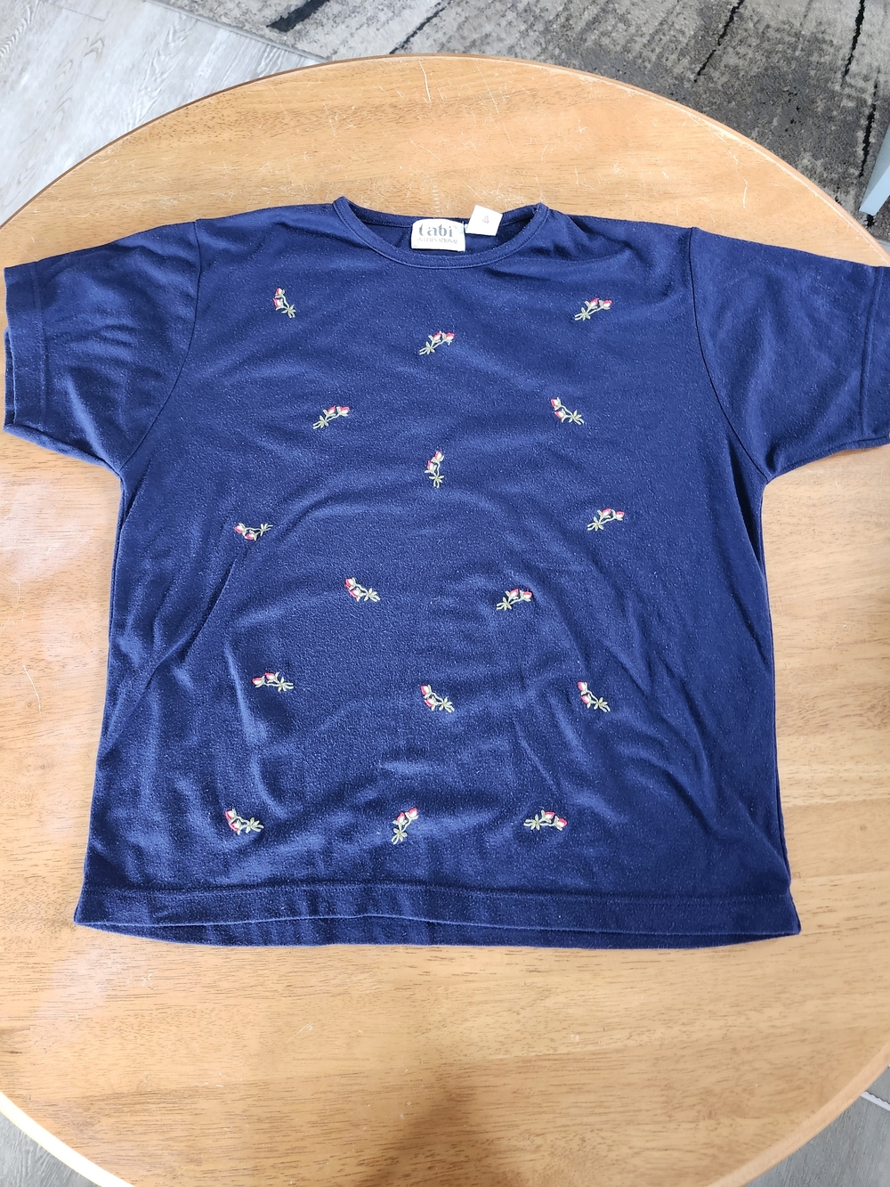 CAbi Kids Navy Tee with Tiny Rose Embroidery